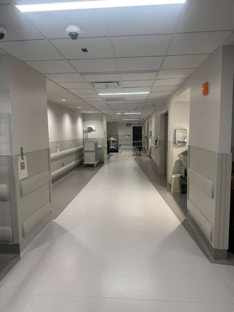 High-impact vinyl crash rails and handrails in Sarasota Cancer Center clinic hallway